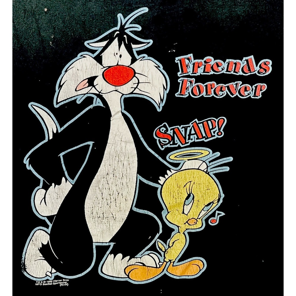 Looney Tunes Tweety Bird & Sylvester Cat FRIENDS FOREVER 1996 VINTAGE TShirt 4XL